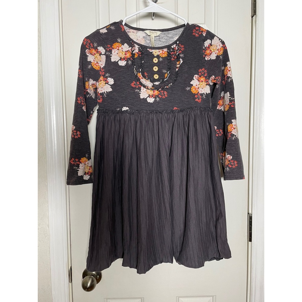 Matilda Jane Joanna Gaines Girls Floral Ruffle Empire Waist Dress Grey Size 12